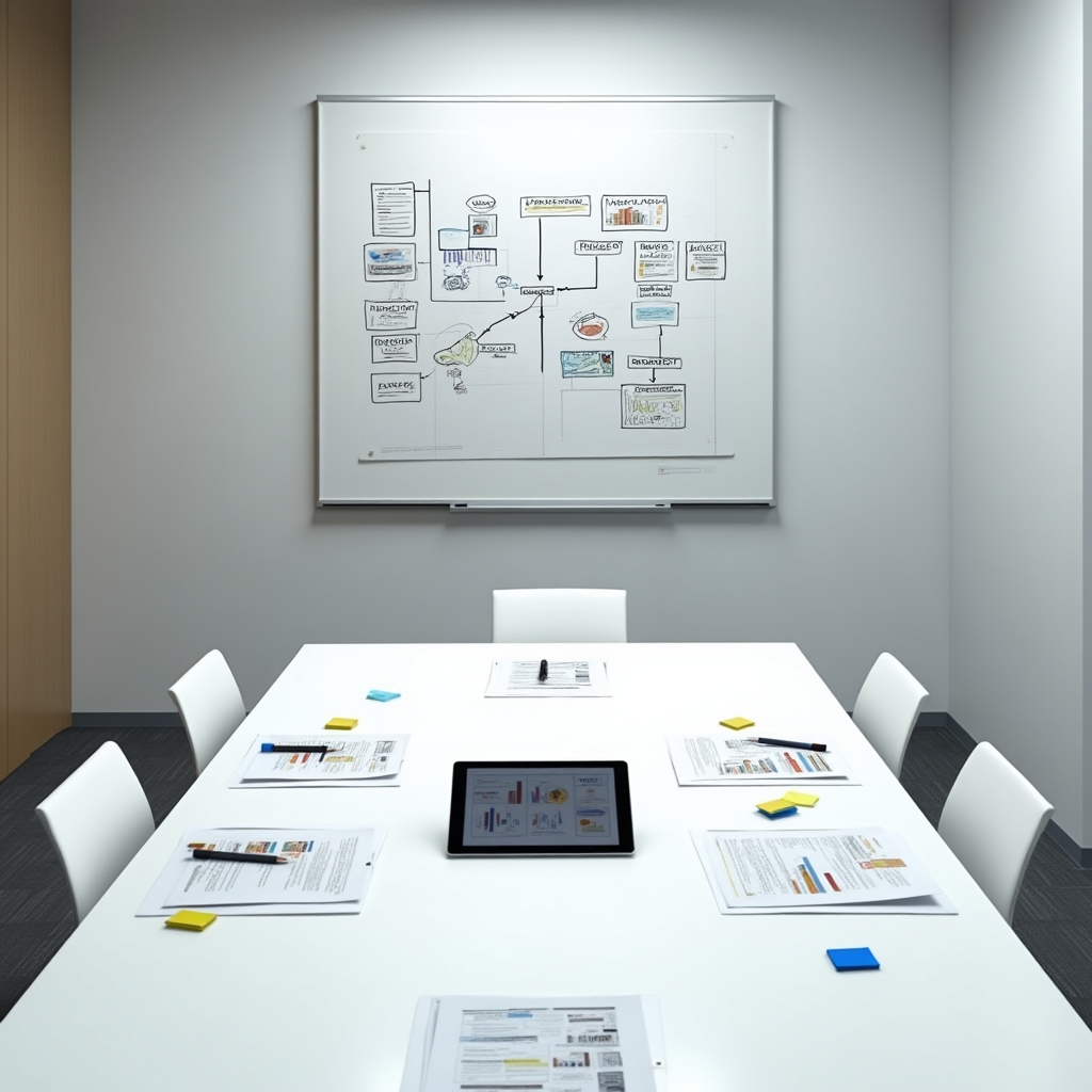 Схема системы финансового планирования на белой доске